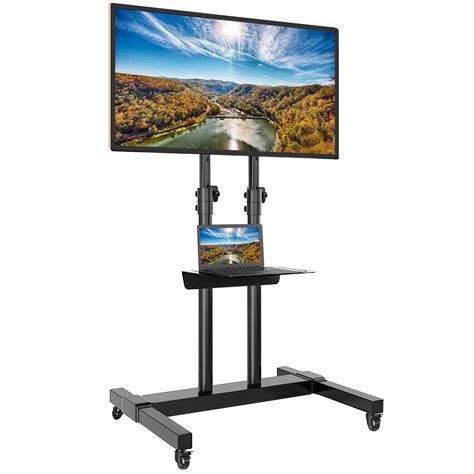 Rfiver Mobile TV Stand Rolling Cart with Tilt Mount/Locking Wheels for ...
