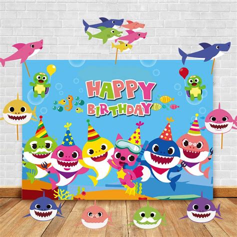 Buy Art Studio Baby Shark Family Theme Photography Backdrops and Studio ...