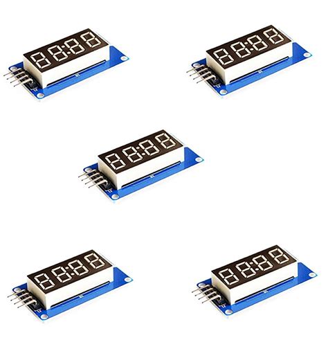 5pcs x TM1637 4 Bits Digital Tube LED Display Module With Clock Display ...