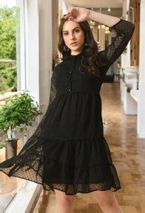 Arbiter Collection Women Fit and Flare Black Knee Length Dress - Buy ...