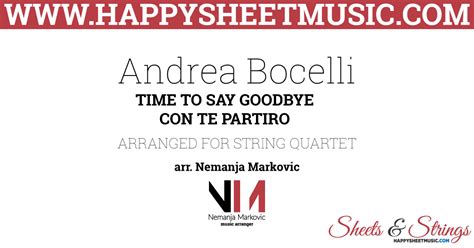 Andrea Bocelli - Time To Say Goodbye ( Con Te Partiro ) - Sheet Music ...