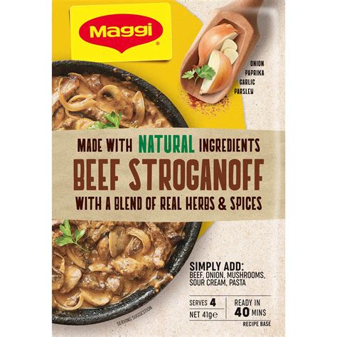 Calories in Maggi Beef Stroganoff Recipe Base Calorie Counter Australia