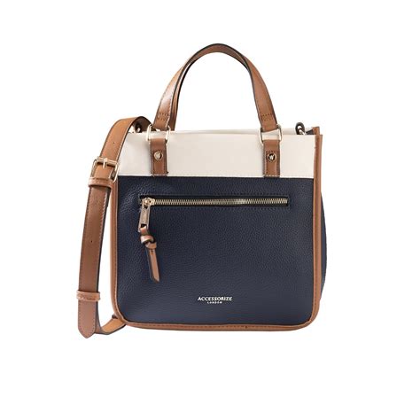 Accessorize London Women's Navy Blue Mini Colour Block Handheld Satchel ...