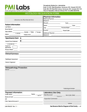 Fillable Online HISTOLOGY REQUISITION FORM - Perceptronix Fax Email ...