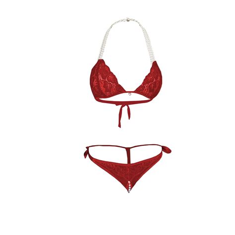Kamuk Life Lacey White Pearl Red Lingerie Set