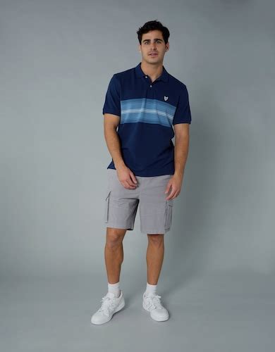 Buy American Eagle Men Blue Logo Striped Polo Shirt Online - 39934967