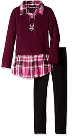Buy Amy Byer Big Girls' 2fer Top with Plaid Shirt and Legging-Exclusive ...
