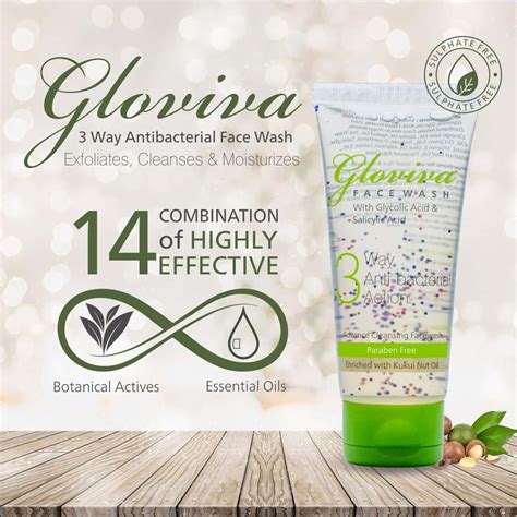Buy GLOVIVA 3 WAY ANTIBACTERIAL FACE WASH 100 ML | SALICYLIC ACID 0.5 % ...
