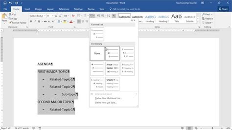 Image result for Multi-Level Set in Word