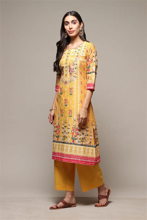 Yellow Cotton Straight 2 Piece Set