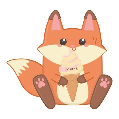 Isolated kawaii of fox cartoon | Premium Vector