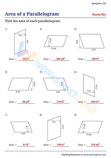 Image result for Parallelogram Area Problems