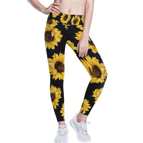 Buy ALAZA High Waist Yoga Pants for Women Girls Sunflower On Black ...