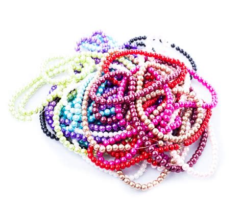 Different Colors Of Beads Necklace Isolated On White Necklace Palette Isolated Photo Background ...