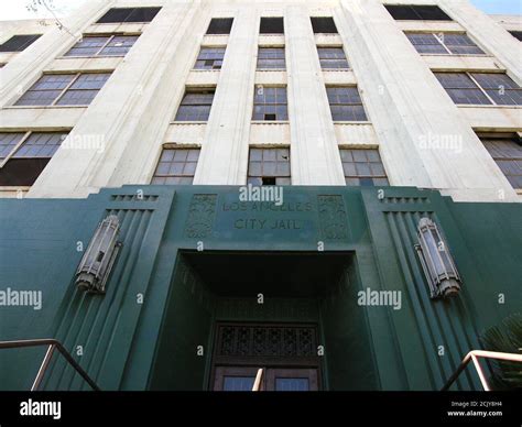 Exterior view of the old dilapidated historic Los Angeles City Jail on ...