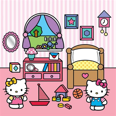 Mimmy and Kitty are playing in their rooms. | Hello kitty drawing ...