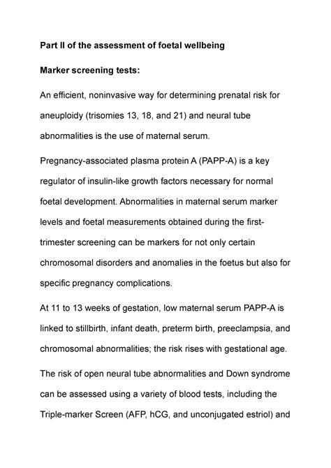 Part II of the assessment of foetal wellbeing - Pregnancy-associated ...