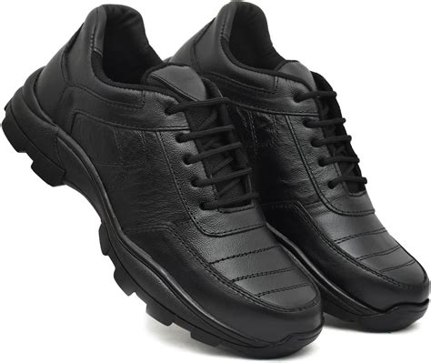 WINUP Men's Black Real Leather Formal Safety with Steel Toe Light ...