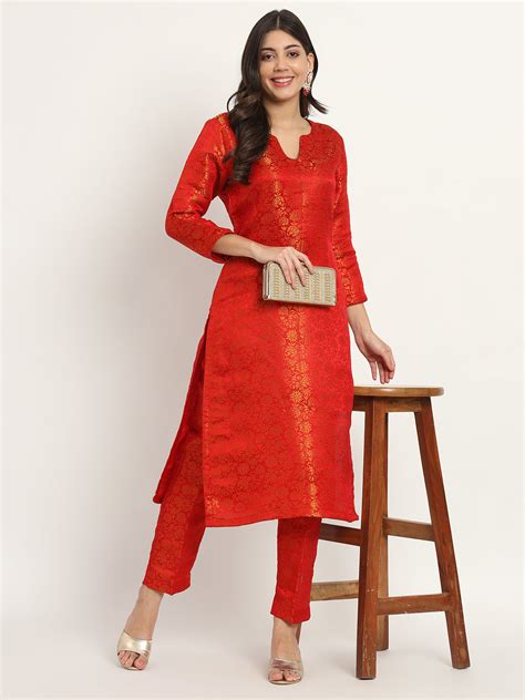 Red Charm Brocade Kurti – anokherang