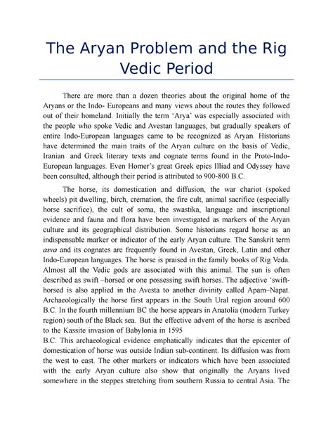 The Aryan Problem and the Rig Vedic Period - The Aryan Problem and the ...