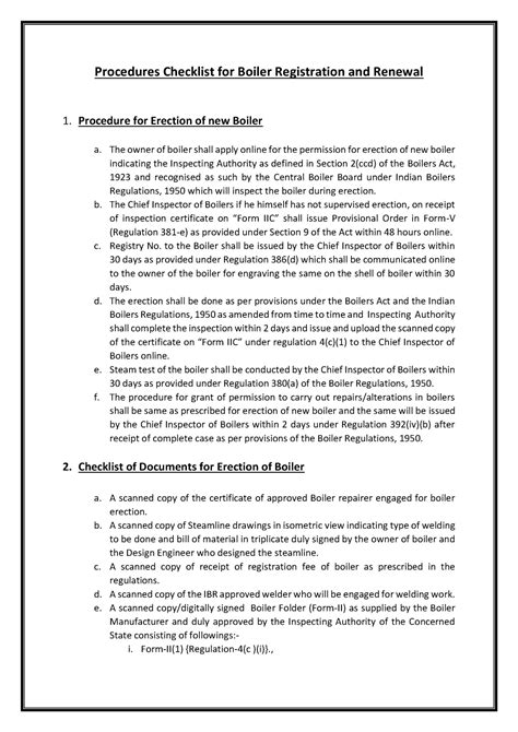 Procedures Checklist for Boiler Registration Renewal - Procedure for ...