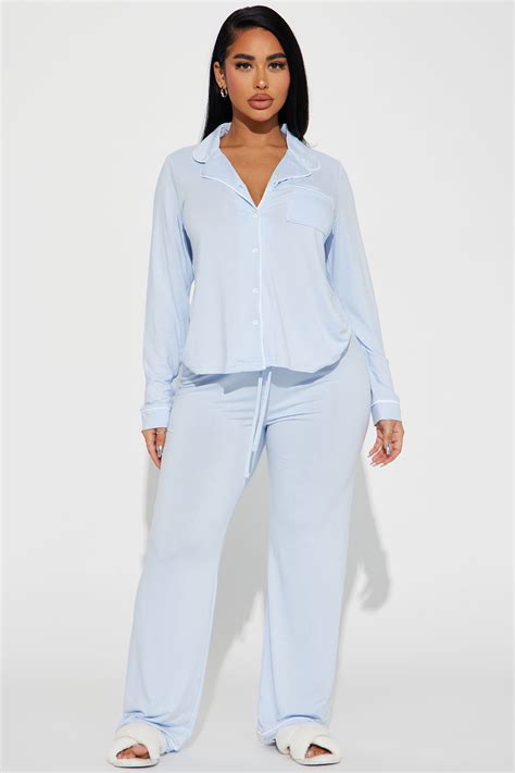 In The Morning PJ Pant Set - Light Blue | Fashion Nova
