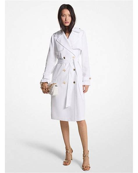 Michael Kors Draped Woven Trench Coat in White | Lyst