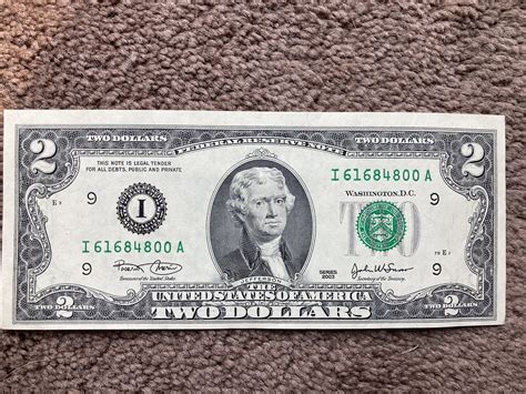 (1) US $2 Two Dollar Bill - 2003 Series - I 61684800 A / Crisp | eBay