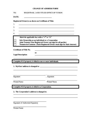 Fillable Online justice gov yk CHANGE OF ADDRESS FORM TO: REGISTRAR ...