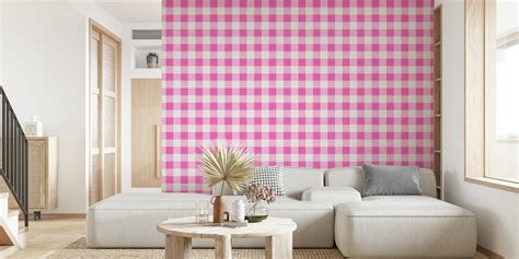 Buy Ultra Pink Gingham Wallpaper | Happywall