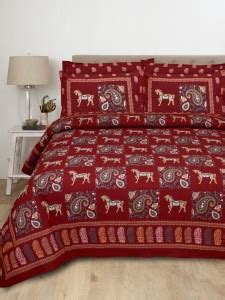 METRO LIVING 200 TC Cotton Double Jaipuri Prints Flat Bedsheet - Buy ...