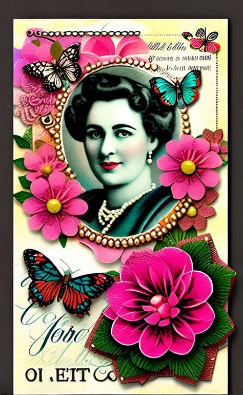 Mixed Media Postcard Butterflies Free Stock Photo - Public Domain Pictures