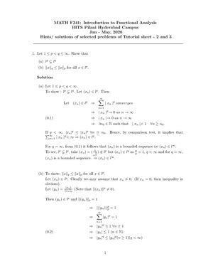 Tut 6 - Tut 6 - MATH F341: Introduction to Functional Analysis BITS ...