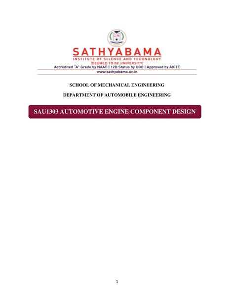Automotive engine components design - SCHOOL OF MECHANICAL ENGINEERING ...