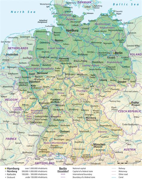 Large detailed general and relief map of Germany with cities and roads | Vidiani.com | Maps of ...