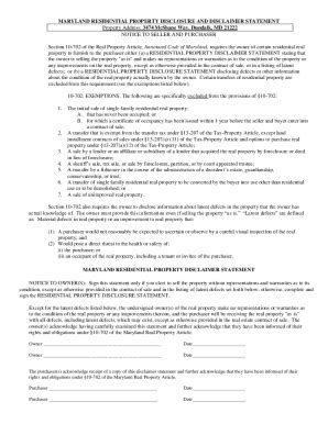 Fillable Online Understanding the Maryland Disclosure/Disclaimer Form ...