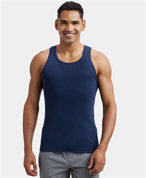Buy Super Combed Cotton Rib Round Neck Sleeveless Vest - Deep Navy FP04 ...