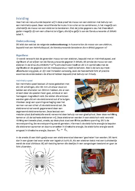 5VWO PO massa elektron - Inleiding Voor het vak natuurkunde bepalen wij ...