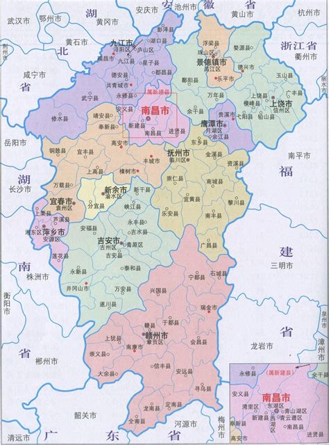 江西省政区图大图_江西地图_初高中地理网