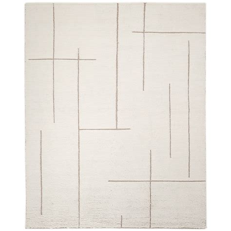 Solo Rugs Modern 8 x 10 (ft) Knotted Wool Ivory Rectangular Indoor ...
