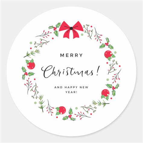 Merry Christmas Classic Round Sticker | Christmas stickers printable ...