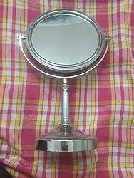 Kurtzy Silver Pedestal Mirror 5x Magnification Tabletop Shaving Makeup ...