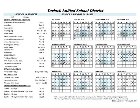 Turlock Unified School District Calendar 25-26 [PDF] REVISED - EduCounty