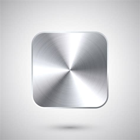 Premium Vector | Realistic square metal chrome button steel volume ...
