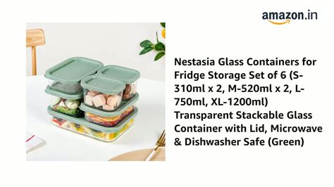 Watch Nestasia Glass Containers for Fridge Storage Set of 6 ﹙S-310ml x ...
