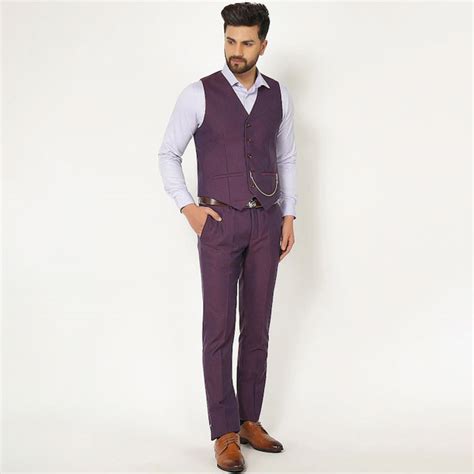 Apparentstyle - Men Purple Self-Design Slim-Fit Single-Breasted 3-Piece ...