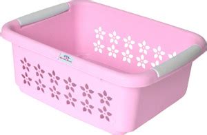 Heart Home Plastic Rectangle Shape Plastic Storage Basket Medium (Pink ...