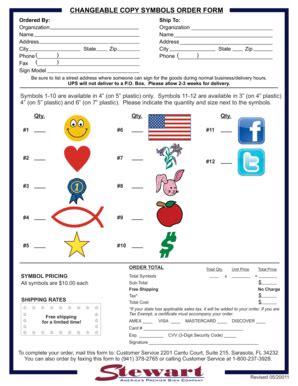 Fillable Online CC Symbols Order Form - Stewart Signs Fax Email Print ...