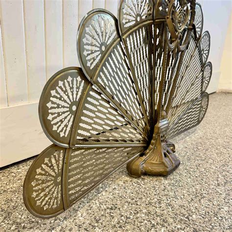 Vintage Brass Peacock Fireplace Screen - Historic House Salvage