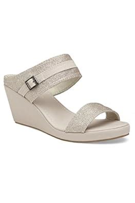 Buy Vero Couture Champagne Shimmer Band Strap Wedges - 41 at Amazon.in